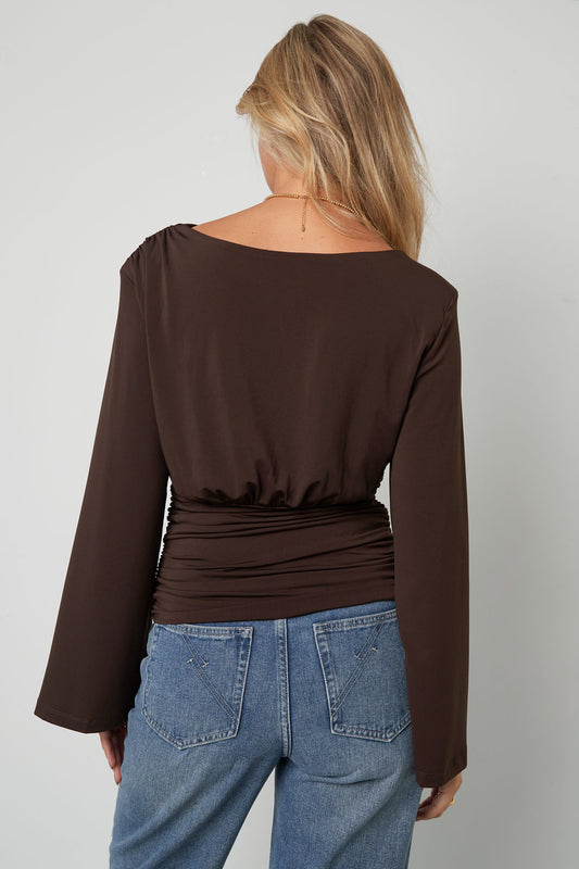 Woven Polyester Fiber Women's Long Sleeve Top Elegant Solid Color Fall/Winter