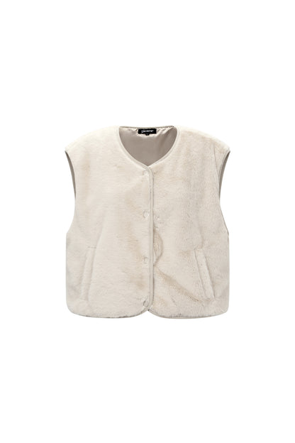 Sleeveless vest faux fur