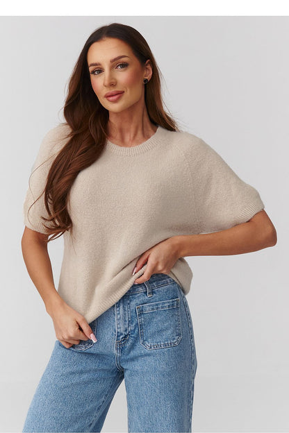  Short sleeve sweater model 224081 Makadamia 