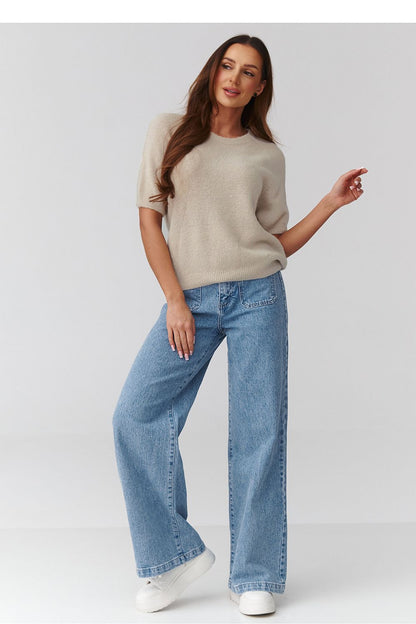  Short sleeve sweater model 224081 Makadamia 